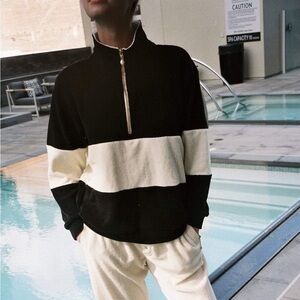 DONNI. Terry 1/2 Zip Pullover Jet